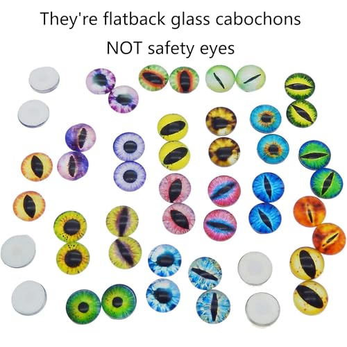 Julie Wang 50PCS 6MM Glass Dragon Eyes Small Flatback Cabochon Cameo for Jewelry Crafts Making Supplies Tiny Size 0.24inches