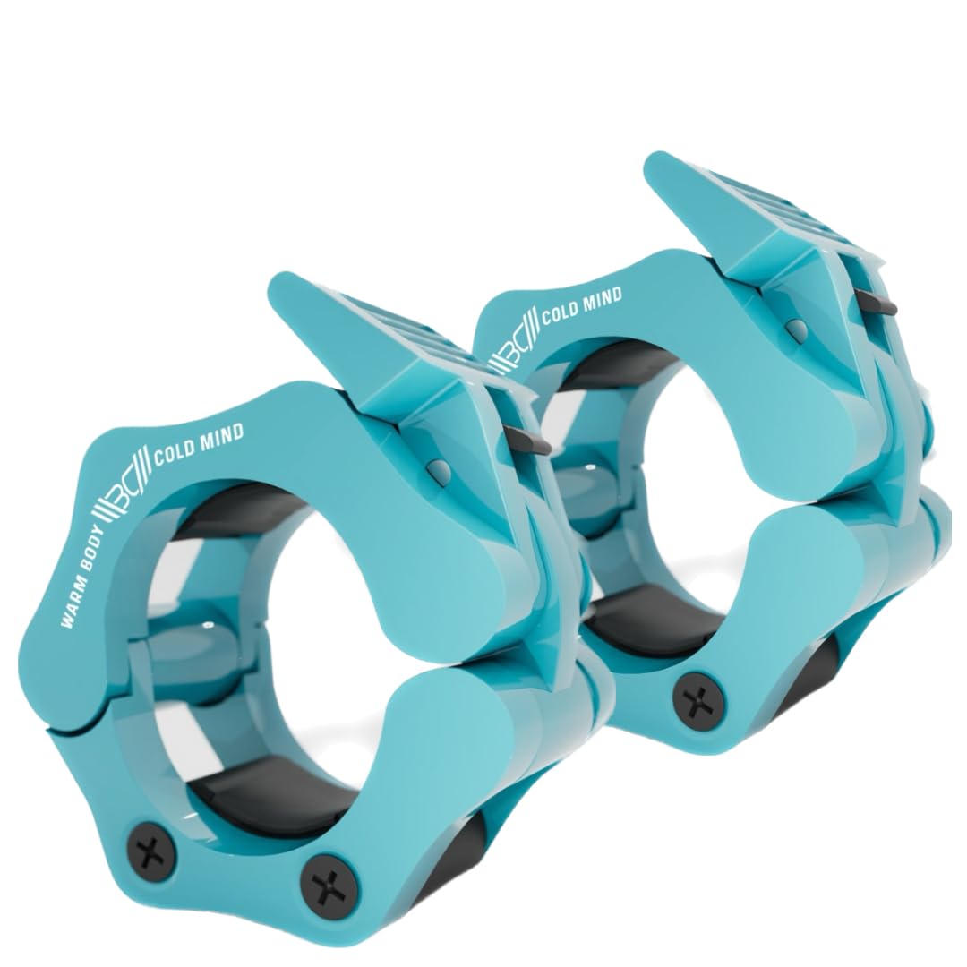 WARM BODY COLD MIND Reinforced Olympic Barbell Clips - 2 inch / 50mm - Barbell Collars, Weight Clips for Bars, Barbell Clamps for Olympic Bar, Gym Weightlifting Fitness Crossfit