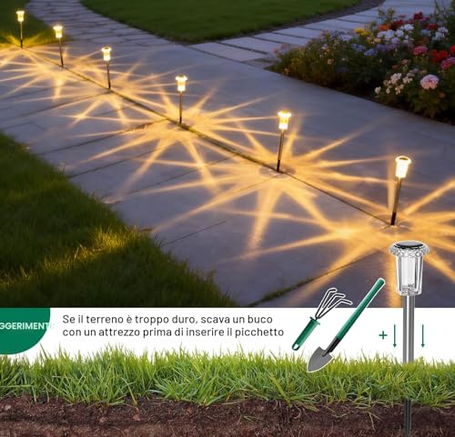 Aourow 6 Pieces Outdoor Garden Solar Lights Warm Light Garden Lamps Waterproof LED Solar Lamps for Garden, Balcony, Patio, Lawn, Paths, Yard