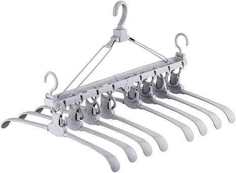 Amazon Co Jp 8 In 1 洗濯ハンガー 折り畳み 物干しハンガー 収納ハンガー 多機能 乾湿両用 ワンタッチハンガー 収納便利 旅行 グレー ホーム キッチン