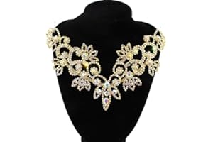 PEARLY JUN Rhinestone Applique Crystal Applique for Hand Sewing Craft Projects DIY Wedding Clothes Shoes Hats Bags (YL012-gold AB)