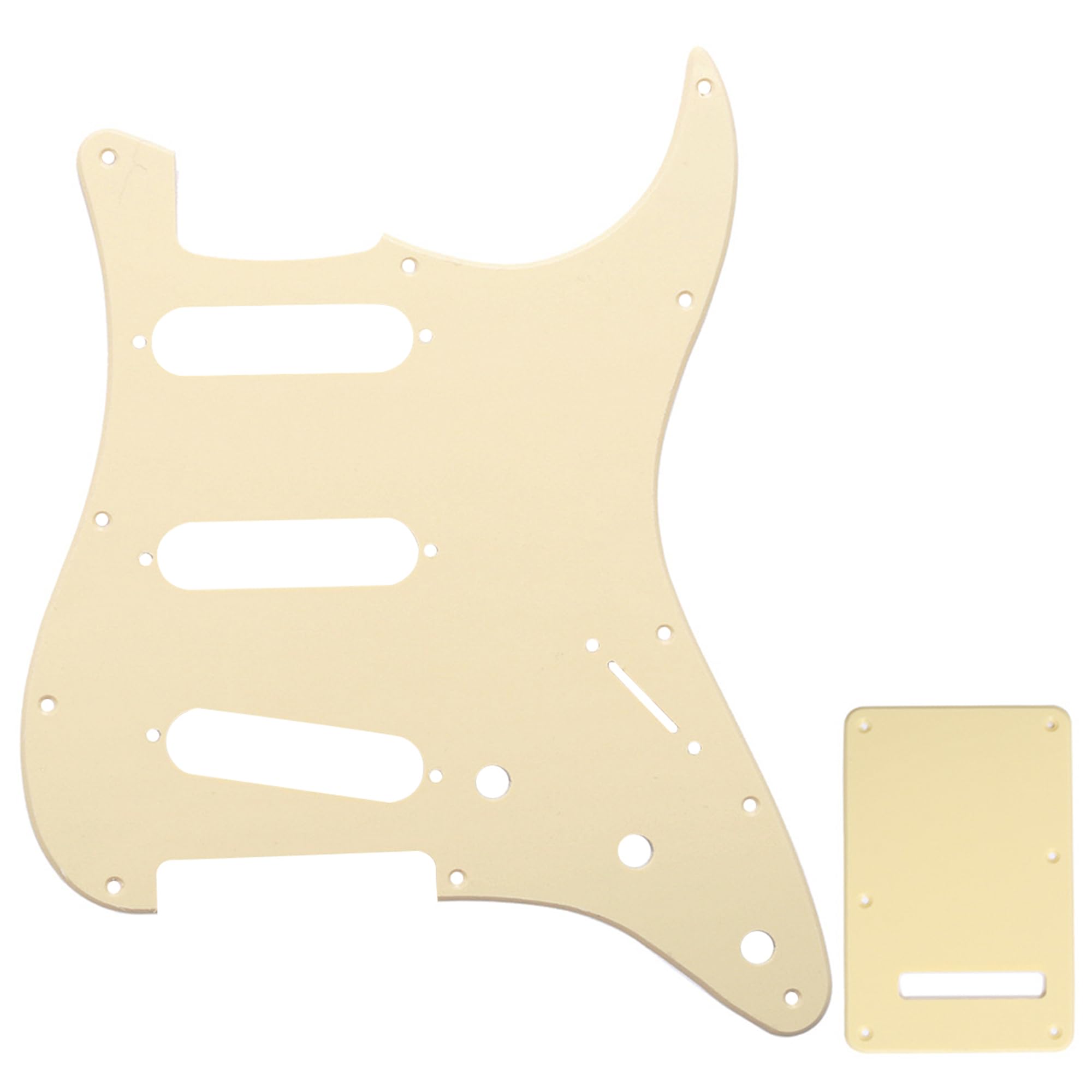 Musiclily SSS Strat Pickguard and Back Plate Set for Fender USA/Mexican Standard Stratocaster Modern Style Electric Guitar, 1Ply Cream