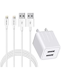 Takagi Phone Charger 2 Pack 6feet Extra Long Lightning Cable Durable Fast Charging Data Sync Cord USB Wall Plug Charger Compatible iPhone iPad Mini