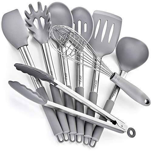 8 Silicone Stainless Steel Nonstick Kitchen Utensil Set Silicone Stainless Steel Cooking Utensils Set Non-Scratch Cooking Spatulas Kitchen Tool Set And Gadgets