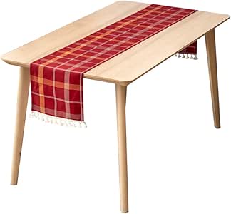 Camino De Mesa Rojo Inglés A Cuadros Borla Camino De Mesa Bandera De Té