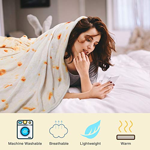 LetsFunny Burrito Tortilla Wrap Blanket, Burrito Wrap Novelty Blanket Tortilla Towel for Adults/Kids, Giant Round Beach Towel/Throw Blanket/Picnic Blanket (Yellow 2, 71.00)