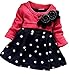 OURS Baby Girls Princess One Piece Flower Dot Dress Wine Red