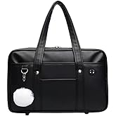 Japanese JK Uniform Handbag Academic Handbag with Headphone Cable Hole Portable Leather Laptop Tote Messenger Bag