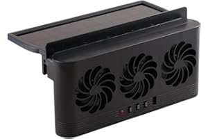 GENERIC Car Solar Powered Exhaust Fan, White Solar Power Car Exhaust Fan w/3 Air Outlet, Car Solar Powered Exhaust Fan, Window Mount Car Radiator Cooling Fan for Car, for General Types (White)