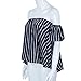 Sunward(TM) Women Off Shoulder Stripe Casual Blouse (Medium, Blue)