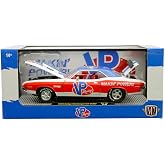 M2 1970 Challenger R/T Hemi White with Red and Blue Stripes with Red Interior VP Racing Limited Edition to 5710 Pieces Worldwide 1/24 Diecast Model Car 40300-110B