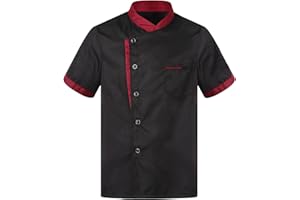 HULIJA Unisex Breathable Chef Coat Short Sleeve Chef Jackets Professional Kitchen Canteen Cooking Uniforms