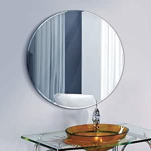 Espejo de Baño de pared, Espejo de Maquillaje Circular con Borde