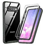 Galaxy S10 Case with [Not Built-in] 3D HD Screen Protector [2 Pack], LeYi Full-Body Protective Hybrid Rugged Armor Clear Bumper Shockproof Phone Cover for Samsung Galaxy S10 Black