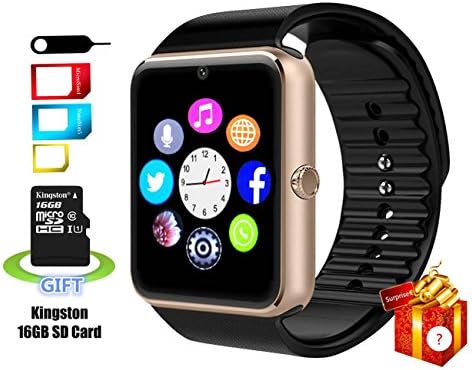 Smart Watch, 11TT Smartlife Sweatproof Bluetooth Smart Watch Phone YG8 with 16GB SD Card and SIM Card Slot for Android Samsung S5 S6 Note 4 5 HTC Sony LG and iPhone 5 5S 6 6 Plus Smartphones (Gold)