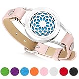 Aromatherapy Essential Oil Diffuser Bracelet (Pink) with 8 Colors Refill Pads, Special Gift Ideas for Your Loved One (Sunflower)