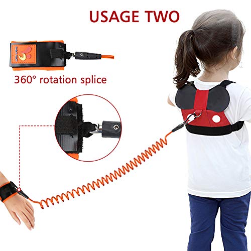 Atomcool Kid Safety Harness Leash, Baby Safety Harness + Anti Lost Wrist Link, Cute Toddler Anti Lost Safety Harnesses Leashes for 1-8 Years Boys and Girls - Thumbnail 2