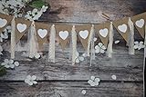 9Ft Rustic Burlap Banner with Lace Printed Heart Garland Pennant Burlap Triangles Banner Triangle Flags DIY Decoration for Wedding Party Birthday Bridal Shower Baby Shower Party Decor Boho Decor