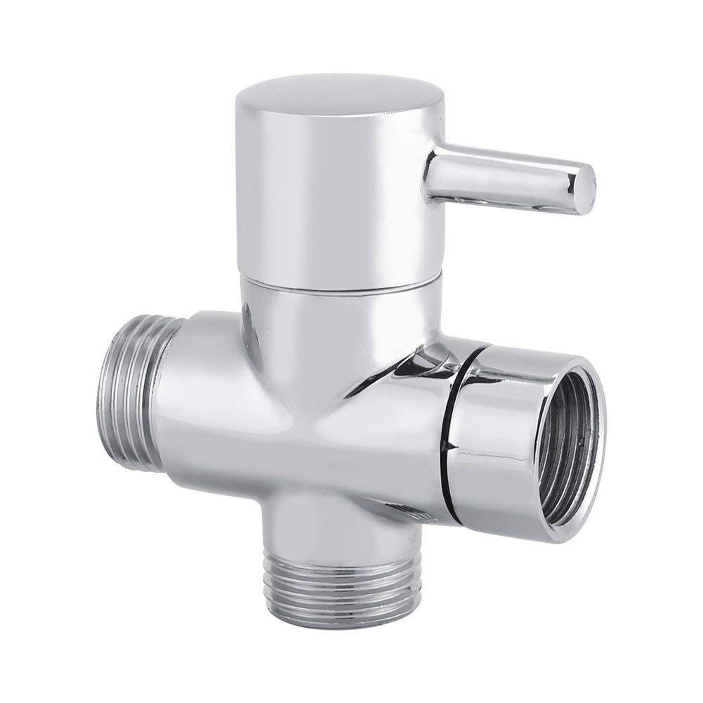 3-Way T Shut Off Valve Shower Toilet Bidet Sprayer Diverter Shape Diverter Valve for Hand Held Shower System Replacement Chrome