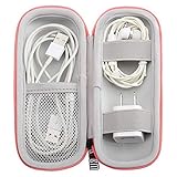 EVA Headphone Hard Travel Carrying Case, Portable Storage Bag for Bluetooth Wired Headset Earphone Earbuds MP3, AirPods, Lighting Cable, Power Adapter（Pink）
