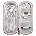 EVA Headphone Hard Travel Carrying Case, Portable Storage Bag for Bluetooth Wired Headset Earphone Earbuds MP3, AirPods, Lighting Cable, Power Adapter（Pink）