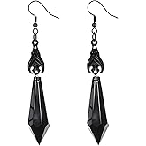 Gothic Dark Bat Dangle Earrings for Women Red Black Crystal Gems Bat Earrings Punk Rock Style Halloween Jewelry