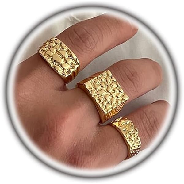 Gold Bless All Men's 18K Gold Plated Carving Ring Property in