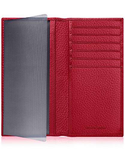 Genuine Leather Checkbook Cover For Women & Men - Checkbook Holder Check Book Covers For Duplicate Checks Card Wallet RFID