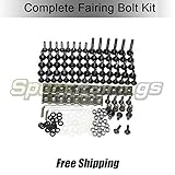 US Stock Complete Bike Fairing Bolt Kits For Kawasaki ZX6R 636 Year 2000 2001 2002 2003 2004 2005 2006 2007 2008 Bolt Clips Screws Hardware Fasteners (Black)
