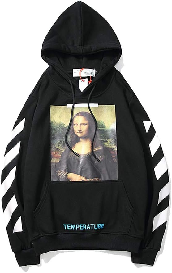 Dodui ow Monalisa Graffiti Arrow Hoodie Pullover Sweater for Men and Women