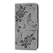 Mavis's Diary Galaxy S6 Edge Plus Case, Wallet Embossed Peonies and Butterflies PU Leather Snug Fit Soft TPU Inner Cover with Magnetic Clip & ID/Credit Card Holders - Grey