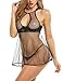 Avidlove Women Lace Babydoll Mesh Chemise Sleepwear Sexy Open Back Lingerie Black M