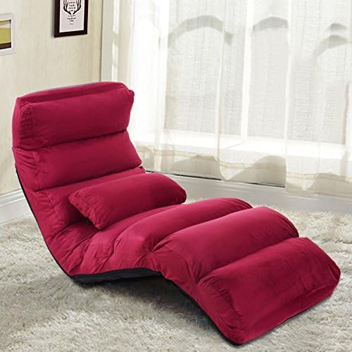 Folding Chair Stylish Sofa Couch Beds Lounge Chair With Pillow Burgundy