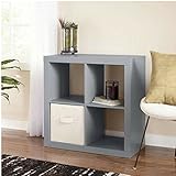 Better Homes and Gardens Bookshelf Square Storage Cabinet 4-Cube Organizer (Gray)