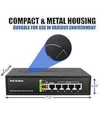 BV Tech poe sw501 BV Tech 10 100Mbps 4 Port & 1 uplink PoE Switch (Color Gris)