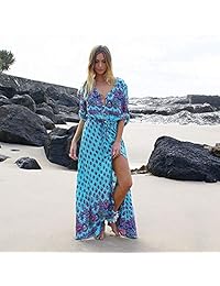 Cosyou vestido de fiesta de playa con estampado floral para mujer