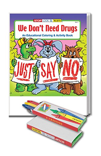 We Don't Need Drugs Kid's Kid's Coloring Book and Crayon Set in Bulk (25-pack)