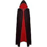 CPCOIN Halloween Double Sided Vampire Cloak Capes Unisex Adult Reversible Cloaks with Hood Witch Party Capes Cosplay Costumes
