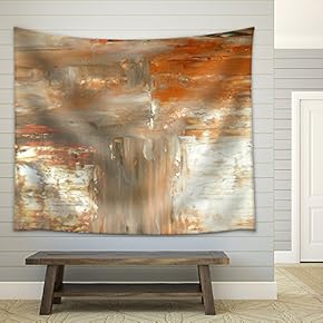 Brown and Beige Abstract Art Painting - Fabric Wall Tapestry Home Decor - 51x60 inches