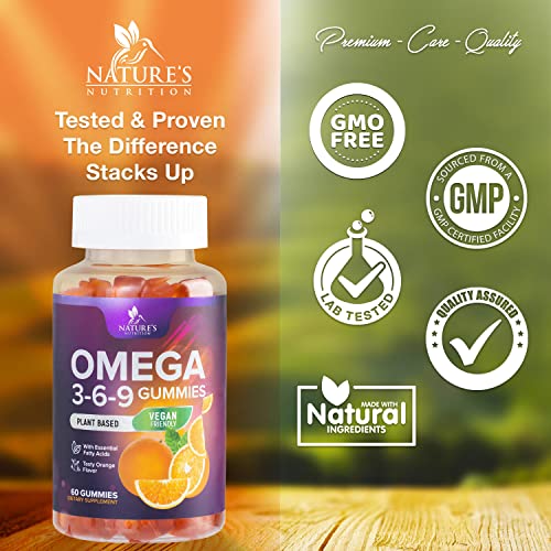 Omega 3 6 9 Gummies Vegan Essential Fatty Acid Supplement Perilla Oil