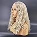 LANOVA 613 Curly Wigs for Women Synthetic Hair Wigs Ombre Platinum Blonde Wigs with Roots Middle Part Transparent Lace LANOVA-031-18