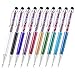 Stylus Pens, Besgoods 10Pack Colors 2 in 1 Crystal Universal Capacitive Stylus &Ballpoint Pen, Black/white/blue/red/green
