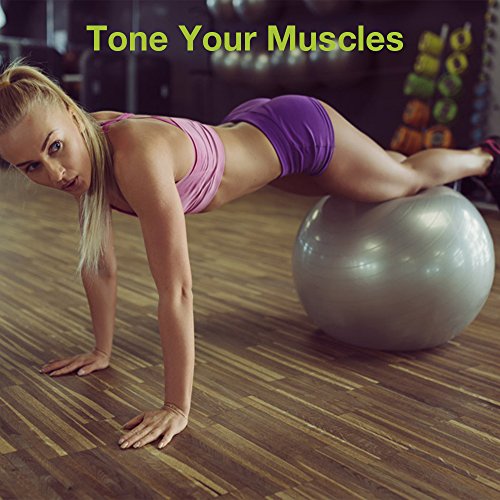 Exercise Ball, Cozzine 65CM Fitness Balance Ball with Hand Pump, Workout Guide, Anti Burst Flexible Seating Stability Ball Yoga Gym Exercise Equipment for Women, Men (Office/Home)