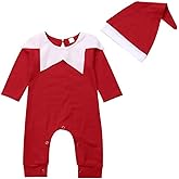 ZINTAOZT Baby Boy Girl Elf Santa Claus Costumes Infant My First Christmas Outfit Long Sleeve Romper Jumpsuit with Xmas Hat