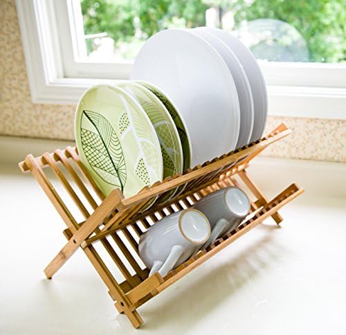 Surpahs Natural Bamboo Collapsible Dish Drying Rack