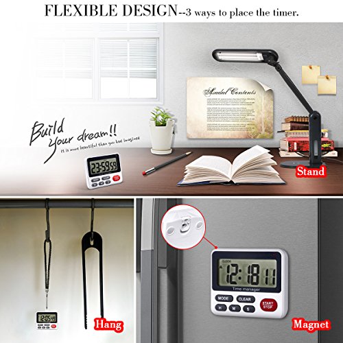 Digital Kitchen Countdown Timer - AIMILAR Count Up Down Cooking Timer Clock with Alarm Magnetic White