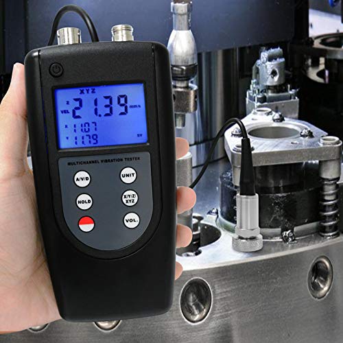 Digital Vibration Meter Piezoelectric Sensor 10Hz~10kHz Frequency, Acceleration Displacement Measurement Gauge for Analyzing The Imbalance and Deflecting of Moving Machinery