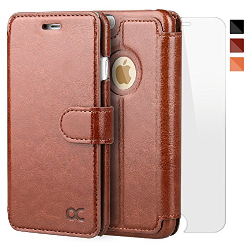 OCASE iPhone 6 Case iPhone 6S Case [Screen Protector Included] Leather Wallet Case [Slim Fit] - For Apple iPhone 6 / 6S Devices - Brown