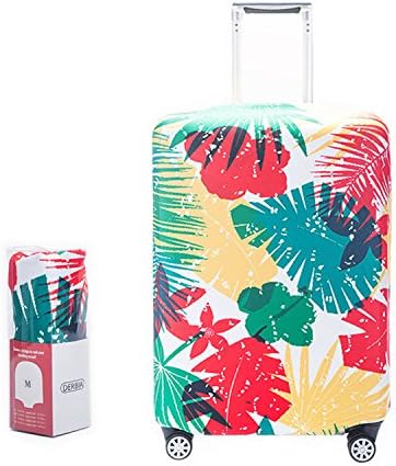 Washable Luggage Cover Travel Suitcase Protective Bag with Zipper Enclosure (S(18-21 inch Luggage), Floral Leaf)