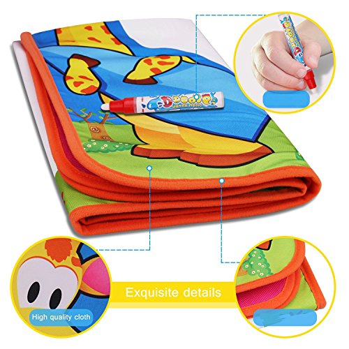 Kids Drawing Mat Aqua Magic Water Doodle Pad for Painting Writing Educational Toy Gift (Blue, Large)